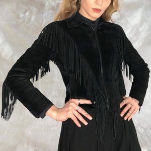 Wilson’s Black Fringe Suede Western Leather Jacket